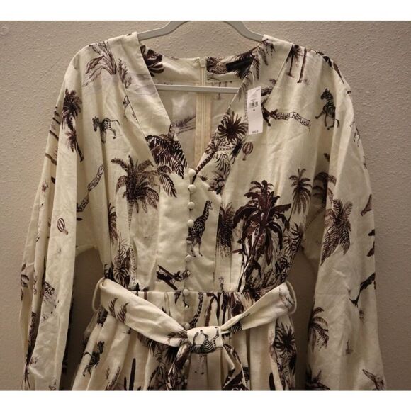Banana Republic 849578-04 Women's Sz XS Beige Safari Landscape Linen Dress - Picture 9 of 15